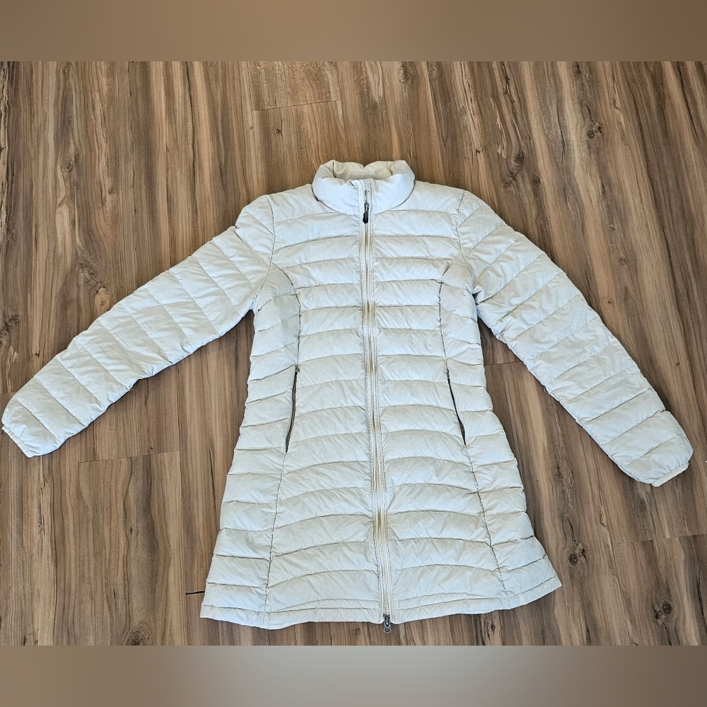 Womens Patagonia Long Puffer Jacket in Cream